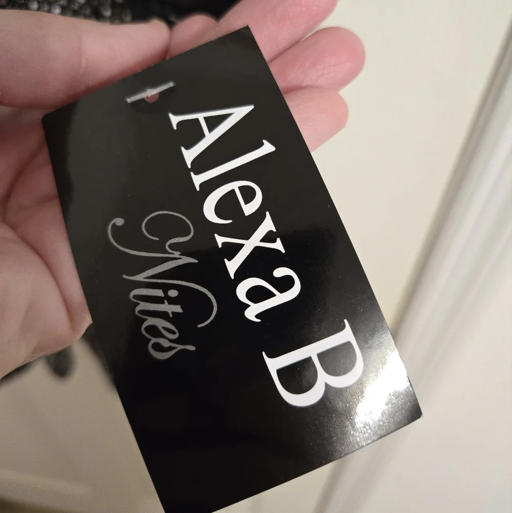 Alexa B Nites Faux Wrap Dress Black Sequin disco ball  size 14W NWT - Picture 9 of 11
